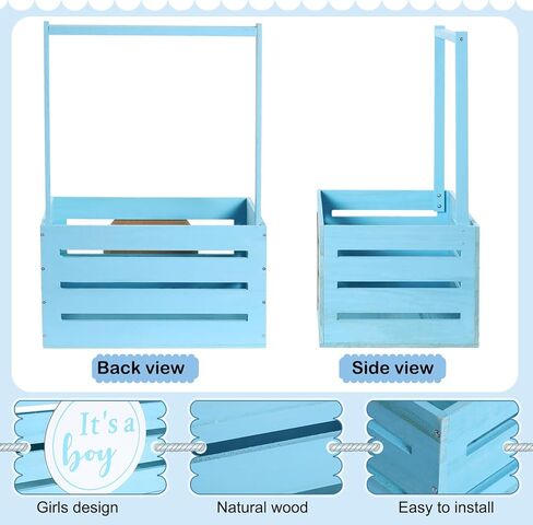 Barydat Wooden Baby Shower Crate Closet It's a Boy/Girl Baby Gift Basket Wood Storage Hamper with Handle Garland Newborn Welcome Gift Gender Reveal Pregnancy New Parent(Pink, Girl) in Saudi Arabia