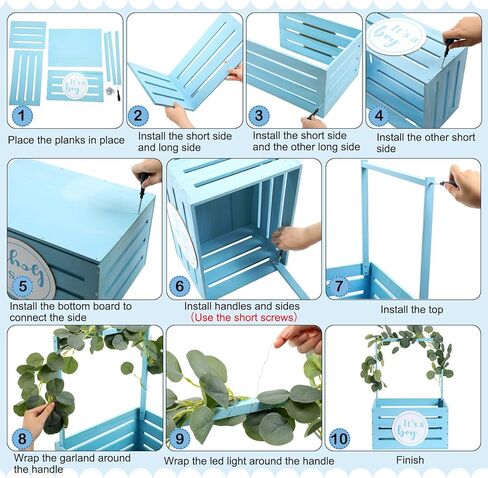 Barydat Wooden Baby Shower Crate Closet It's a Boy/Girl Baby Gift Basket Wood Storage Hamper with Handle Garland Newborn Welcome Gift Gender Reveal Pregnancy New Parent(Pink, Girl) in Saudi Arabia
