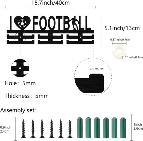 CREATCABIN Golf Medal Holder Golf Medal Hanger Display Wooden Rack Wall Mounted Hook Frame 30+ Golf Race Competition Medals Winner Golfer Gift for Friend Men Women Birthday Christmas 15.7x5.9inch in Saudi Arabia