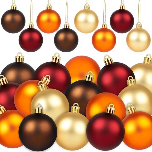 20 PCS Thanksgiving Ball Ornaments for Tree Fall Ball Hanging Ornaments Plastic Orange Brown Ball Ornaments Thanksgiving Hanging Decorations for Fall Autumn Thanksgiving Harvest Home Party Supplies in Saudi Arabia