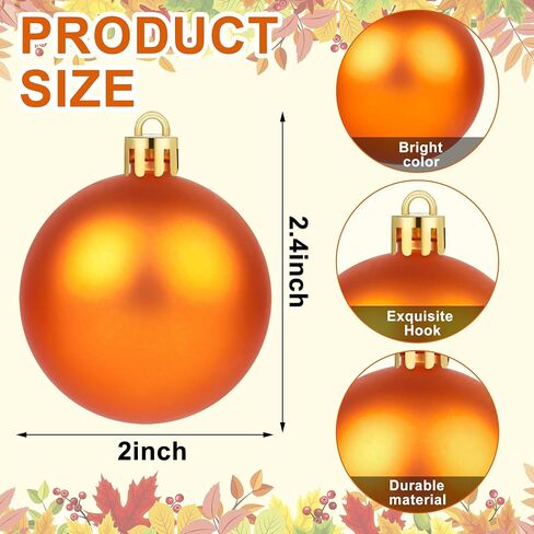 20 PCS Thanksgiving Ball Ornaments for Tree Fall Ball Hanging Ornaments Plastic Orange Brown Ball Ornaments Thanksgiving Hanging Decorations for Fall Autumn Thanksgiving Harvest Home Party Supplies in Saudi Arabia