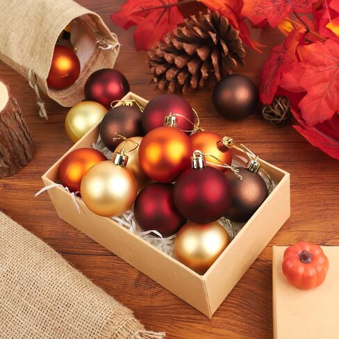 20 PCS Thanksgiving Ball Ornaments for Tree Fall Ball Hanging Ornaments Plastic Orange Brown Ball Ornaments Thanksgiving Hanging Decorations for Fall Autumn Thanksgiving Harvest Home Party Supplies in Saudi Arabia