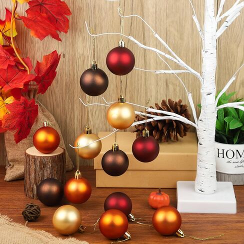 20 PCS Thanksgiving Ball Ornaments for Tree Fall Ball Hanging Ornaments Plastic Orange Brown Ball Ornaments Thanksgiving Hanging Decorations for Fall Autumn Thanksgiving Harvest Home Party Supplies in Saudi Arabia