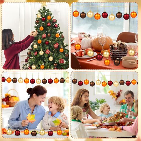 20 PCS Thanksgiving Ball Ornaments for Tree Fall Ball Hanging Ornaments Plastic Orange Brown Ball Ornaments Thanksgiving Hanging Decorations for Fall Autumn Thanksgiving Harvest Home Party Supplies in Saudi Arabia