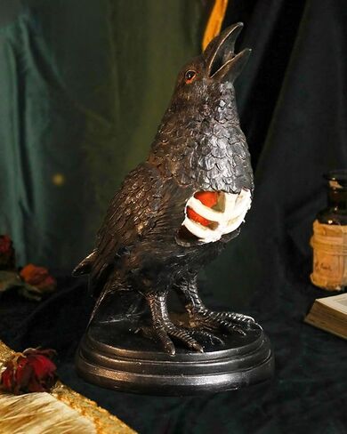 Bdor Halloween Decoration Light Up Raven Figurine, Gothic Crow Statue, Home Décor Collectible Sculpture (Resin) in Saudi Arabia
