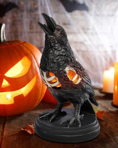 Bdor Halloween Decoration Light Up Raven Figurine, Gothic Crow Statue, Home Décor Collectible Sculpture (Resin) in Saudi Arabia