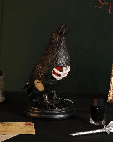 Bdor Halloween Decoration Light Up Raven Figurine, Gothic Crow Statue, Home Décor Collectible Sculpture (Resin) in Saudi Arabia