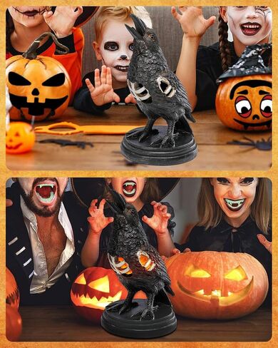 Bdor Halloween Decoration Light Up Raven Figurine, Gothic Crow Statue, Home Décor Collectible Sculpture (Resin) in Saudi Arabia