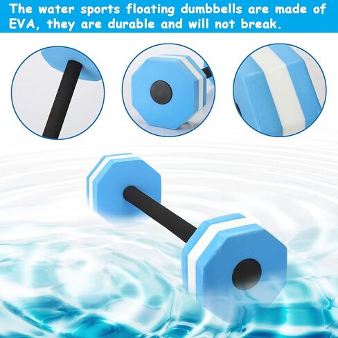 Water Dumbbell, Kids Barbell Aquatic Exercise Dumbbells Aqua Aerobics Fitness Barbells, Foam Barbells for Pool Water Weights Dumbbells Hand Bar Weight Barbells Float for Water Pool Aerobics Exercises in Kuwait