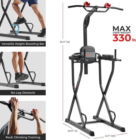 Sunny Health & Fitness Power Zone Cage - 1000 LB Weight Capacity, Spotter Bar, Angled Pull-Up Bar, J-Hooks, Optional Power Tower, Flat Bench w/Dumbbell Rack, Adjustable Incline Bench, LAT Pull Down in Saudi Arabia