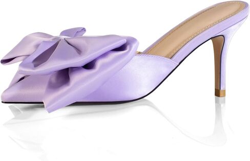 iadore Women's High Heel Sandals, 3'' Satin Closed Pointed Toe Oversized Bow Slip-on Stiletto Slippers Party Prom Casual Dress Mules in Saudi Arabia