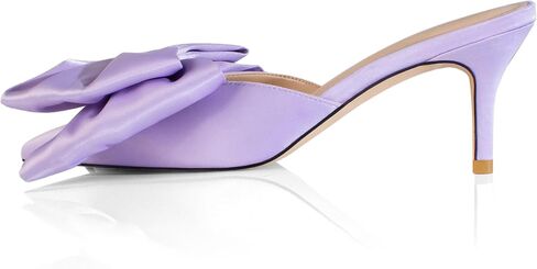 iadore Women's High Heel Sandals, 3'' Satin Closed Pointed Toe Oversized Bow Slip-on Stiletto Slippers Party Prom Casual Dress Mules in Saudi Arabia