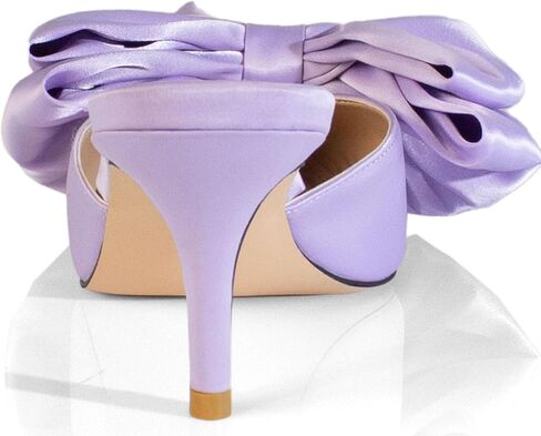 iadore Women's High Heel Sandals, 3'' Satin Closed Pointed Toe Oversized Bow Slip-on Stiletto Slippers Party Prom Casual Dress Mules in Saudi Arabia