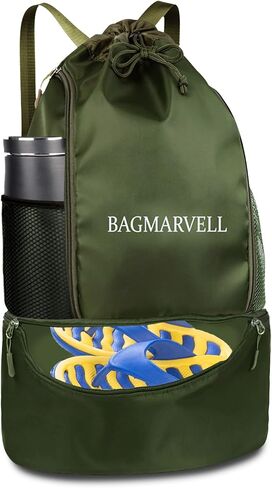 BAGMARVELL Beach Bag, Mesh Drawstring Backpack for Swimming - Waterproof Pool Bag with Shoe Compartment, Wet & Dry Storage for Gym Bag & Swim Bag Workout Gear (Blue) in Saudi Arabia