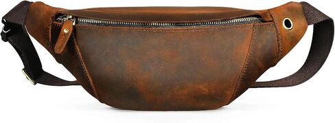 Thick Crazy Horse Leather Hiking Riding Travel Outdoor Belt Bag Fanny Waist Pack Small Phone Pouch For Men Women 380 (379 The Brown) in Saudi Arabia