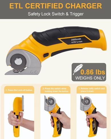 Cardboard Cutter Cordless Electric Scissors Rotary Cutter Carpet Cutter Tool for Cutting Box Plastic Leather Vinyl, Rechargeable with Safety Lock, Gifts for Men Women Adults Crafter Tailor Household in Saudi Arabia