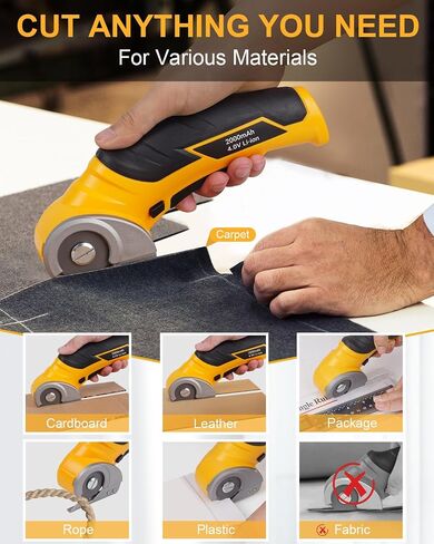 Cardboard Cutter Cordless Electric Scissors Rotary Cutter Carpet Cutter Tool for Cutting Box Plastic Leather Vinyl, Rechargeable with Safety Lock, Gifts for Men Women Adults Crafter Tailor Household in Saudi Arabia