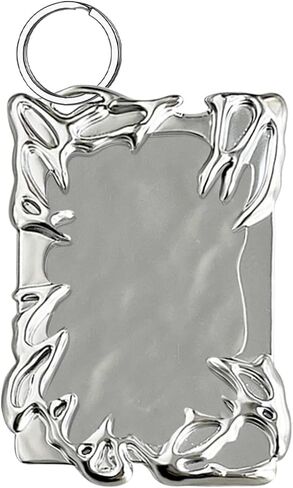 Electroplate Plastics Frame Photocard Holder With Keychain Silver Plating Irregular Photo Card Holder Keychain Y2K ID Badge Holder Photocard Keychain for Student Card Case Stationery in Saudi Arabia