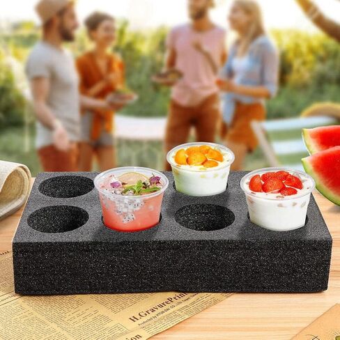 ABOOFAN 4pcs Disposable Foam Takeout Cup Holders 8 Holes Cup Drink Carrier Takeout Cup Tray Food Drink Holder for Cold Hot Drinks Black in Saudi Arabia