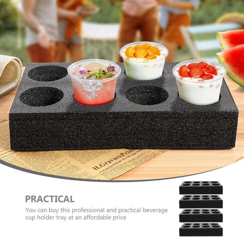 ABOOFAN 4pcs Disposable Foam Takeout Cup Holders 8 Holes Cup Drink Carrier Takeout Cup Tray Food Drink Holder for Cold Hot Drinks Black in Saudi Arabia