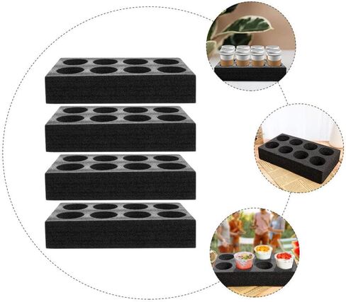 ABOOFAN 4pcs Disposable Foam Takeout Cup Holders 8 Holes Cup Drink Carrier Takeout Cup Tray Food Drink Holder for Cold Hot Drinks Black in Saudi Arabia