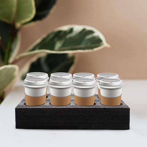ABOOFAN 4pcs Disposable Foam Takeout Cup Holders 8 Holes Cup Drink Carrier Takeout Cup Tray Food Drink Holder for Cold Hot Drinks Black in Saudi Arabia
