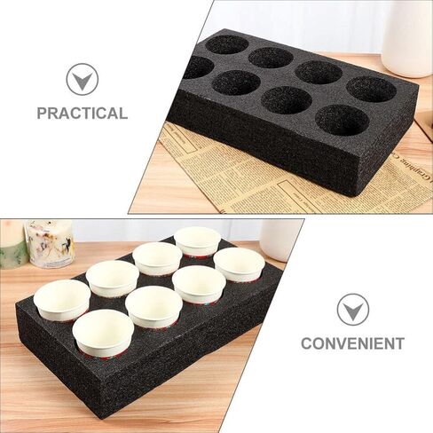 ABOOFAN 4pcs Disposable Foam Takeout Cup Holders 8 Holes Cup Drink Carrier Takeout Cup Tray Food Drink Holder for Cold Hot Drinks Black in Saudi Arabia
