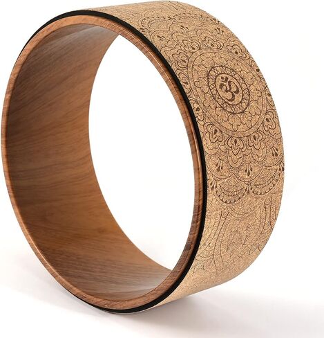 kingsea Cork Yoga Wheel, Pilate Wheel Training Aid for Stretching,Natural Cork Fitness Wheel Improving Back Bends Stretch Pilates Circle,Designed for Dharma Yoga Prop Wheel Pose in Saudi Arabia