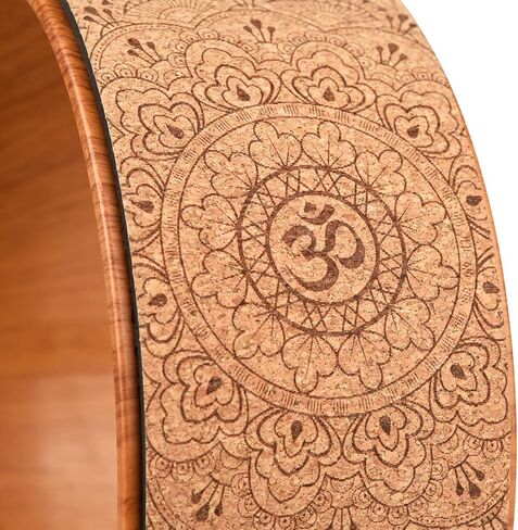 kingsea Cork Yoga Wheel, Pilate Wheel Training Aid for Stretching,Natural Cork Fitness Wheel Improving Back Bends Stretch Pilates Circle,Designed for Dharma Yoga Prop Wheel Pose in Saudi Arabia