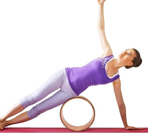 kingsea Cork Yoga Wheel, Pilate Wheel Training Aid for Stretching,Natural Cork Fitness Wheel Improving Back Bends Stretch Pilates Circle,Designed for Dharma Yoga Prop Wheel Pose in Saudi Arabia