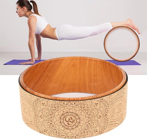 kingsea Cork Yoga Wheel, Pilate Wheel Training Aid for Stretching,Natural Cork Fitness Wheel Improving Back Bends Stretch Pilates Circle,Designed for Dharma Yoga Prop Wheel Pose in Saudi Arabia