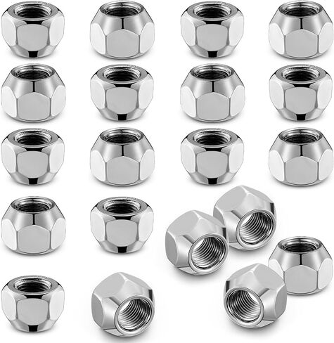 BDFHYK 1/2x20 Wheel Lug Nuts, 10pcs 1/2-20 Lug Nuts OEM Factory Style One-Piece Silver Solid Chrome Open End Finish Lug Nuts 0.82 inch 21mm Hex 0.63 inch 16mm Tall for Trailers Tire Wheel in Saudi Arabia