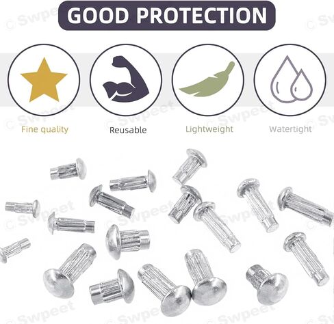 Swpeet 800Pcs M2 M2.5 M3 M4 × 6mm 8mm 10mm Solid Aluminum Brazier Head Rivets Assortment Kit, Half Round Head Solid Knurled Rivets, Aluminum Rivet Solid Rivets for Repairing Boat, Aircraft in Saudi Arabia