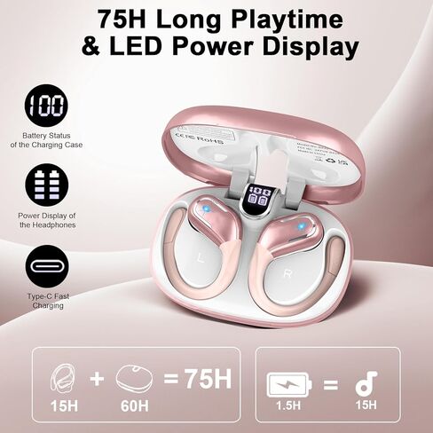 Ltinist Bluetooth Headphones Wireless Earbuds Playtime Wireless Charging Case Digital Display in Saudi Arabia