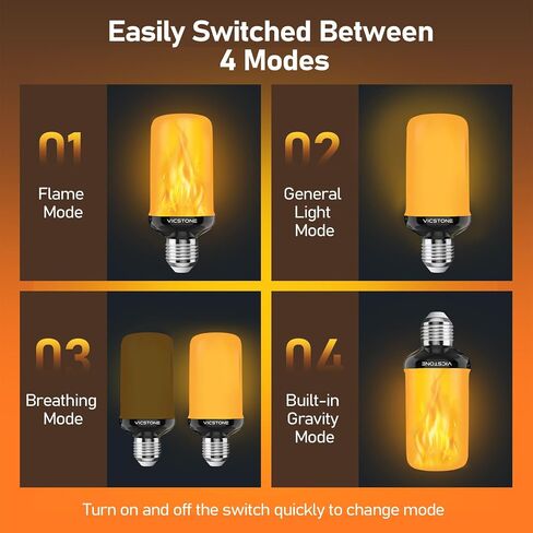 Upgraded LED Flame Light Bulbs, 4-Mode Flickering Light Bulbs with Upside Down Effect, E26 27 Fire Light Bulb for Porch Party Patio Home Halloween Christmas Indoor Outdoor, 2 Pack in Saudi Arabia