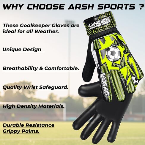 Soccer Goalie Gloves for Kids,Goalkeeper Gloves for Youth Boys Girls 4MM Latex Palm,Anti Slip,Super Gip Double Wrist Protection in Kuwait