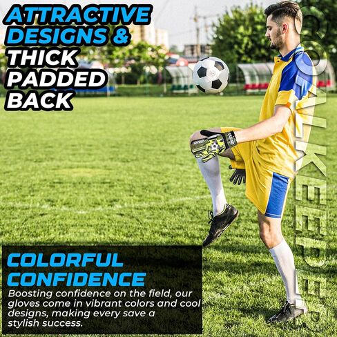 Soccer Goalie Gloves for Kids,Goalkeeper Gloves for Youth Boys Girls 4MM Latex Palm,Anti Slip,Super Gip Double Wrist Protection in Kuwait