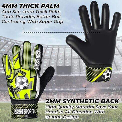 Soccer Goalie Gloves for Kids,Goalkeeper Gloves for Youth Boys Girls 4MM Latex Palm,Anti Slip,Super Gip Double Wrist Protection in Kuwait