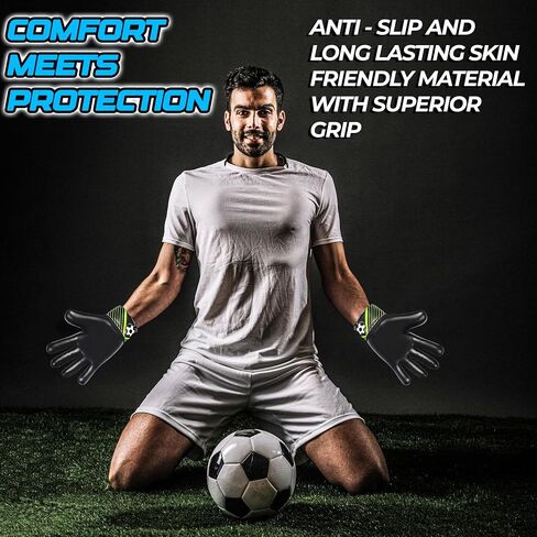Soccer Goalie Gloves for Kids,Goalkeeper Gloves for Youth Boys Girls 4MM Latex Palm,Anti Slip,Super Gip Double Wrist Protection in Kuwait