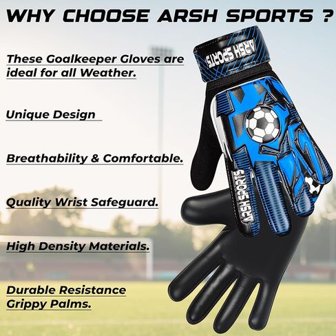 قفازات حارس المرمى لكرة القدم للأطفال، قفازات حارس المرمى للشباب الأولاد والبنات 4 مم من اللاتكس، مضادة للانزلاق، حماية فائقة للمعصم in Kuwait