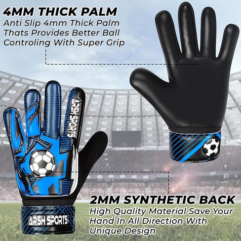 قفازات حارس المرمى لكرة القدم للأطفال، قفازات حارس المرمى للشباب الأولاد والبنات 4 مم من اللاتكس، مضادة للانزلاق، حماية فائقة للمعصم in Kuwait