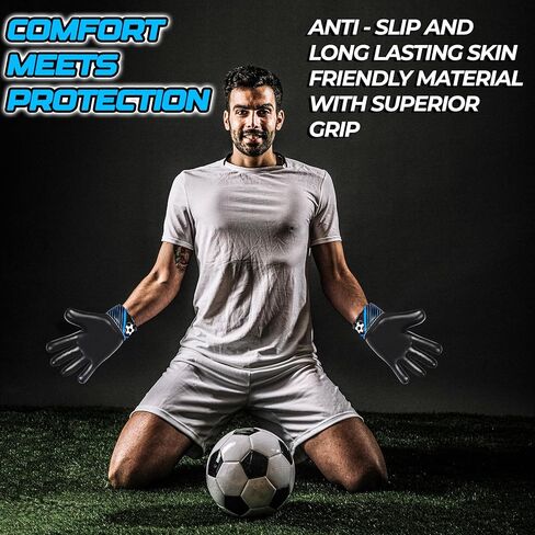 قفازات حارس المرمى لكرة القدم للأطفال، قفازات حارس المرمى للشباب الأولاد والبنات 4 مم من اللاتكس، مضادة للانزلاق، حماية فائقة للمعصم in Kuwait