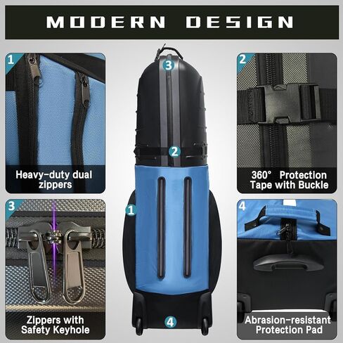 حقيبة سفر ياماتو للجولف لشركات الطيران مع عجلات، حافظة صلبة ABS مطورة، حقيبة سفر للجولف مع قفل سفر، نسخة جديدة خفيفة الوزن ومتينة in Kuwait