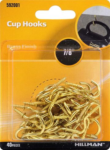Hillman 592001 Cup Hooks, 7/8-Inch, Brass, 40-Pack in Saudi Arabia