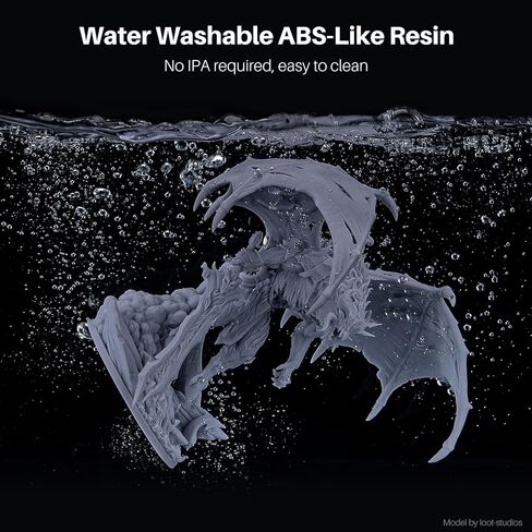 ELEGOO Water Washable ABS-Like Resin, 3D Printer Resin with High Toughness, Low Viscosity and High Precision, 405nm Rapid UV-Curing Photopolymer Resin, ABS Resin for LCD/DLP 3D Printing, Grey 1000g in Kuwait