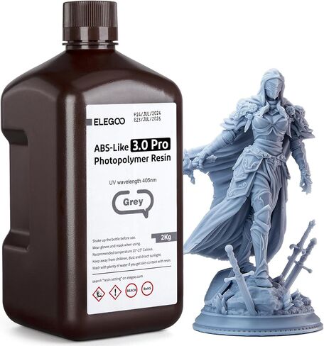 ELEGOO ABS-Like Resin 3.0 Pro, Higher Scratch-Resistance 3D Printing Photopolymer Resin, 405nm UV Resin for MSLA/DLP/LCD Printers Fast Curing High Precision Non-Brittle, Grey 2000g in Saudi Arabia