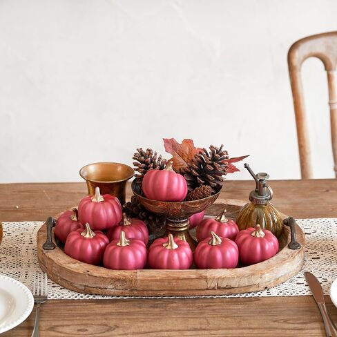 Pumpkin Decor Set of 12 Artificial Fake Faux Foam Orange Pumpkins Rustic Farmhouse Harvest Thanksgiving Mantel Table Centerpiece Autumn Fall Home Decoration in Saudi Arabia