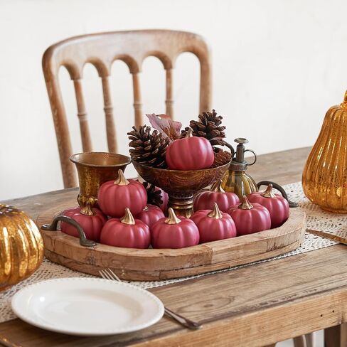Pumpkin Decor Set of 12 Artificial Fake Faux Foam Orange Pumpkins Rustic Farmhouse Harvest Thanksgiving Mantel Table Centerpiece Autumn Fall Home Decoration in Saudi Arabia
