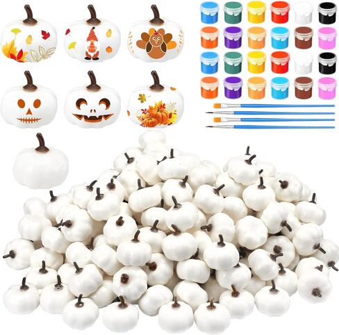 Thyle Thanksgiving Mini DIY Pumpkin Fall Decorations White Fake Foam Pumpkins for DIY Crafts Artificial Boo Pumpkins Faux Rustic Pumpkins for Halloween Autumn Table Centerpiece Bowl Fillers (100 Pcs) in Saudi Arabia
