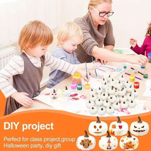 Thyle Thanksgiving Mini DIY Pumpkin Fall Decorations White Fake Foam Pumpkins for DIY Crafts Artificial Boo Pumpkins Faux Rustic Pumpkins for Halloween Autumn Table Centerpiece Bowl Fillers (100 Pcs) in Saudi Arabia